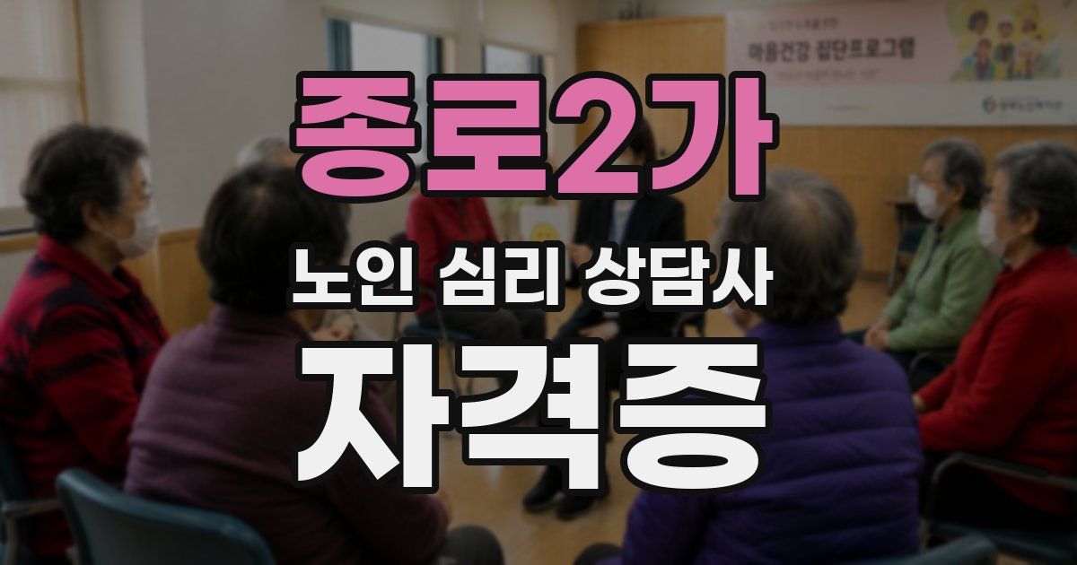 종로2가 노인 심리 상담사 자격증