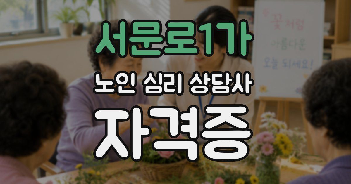 서문로1가 노인 심리 상담사 자격증