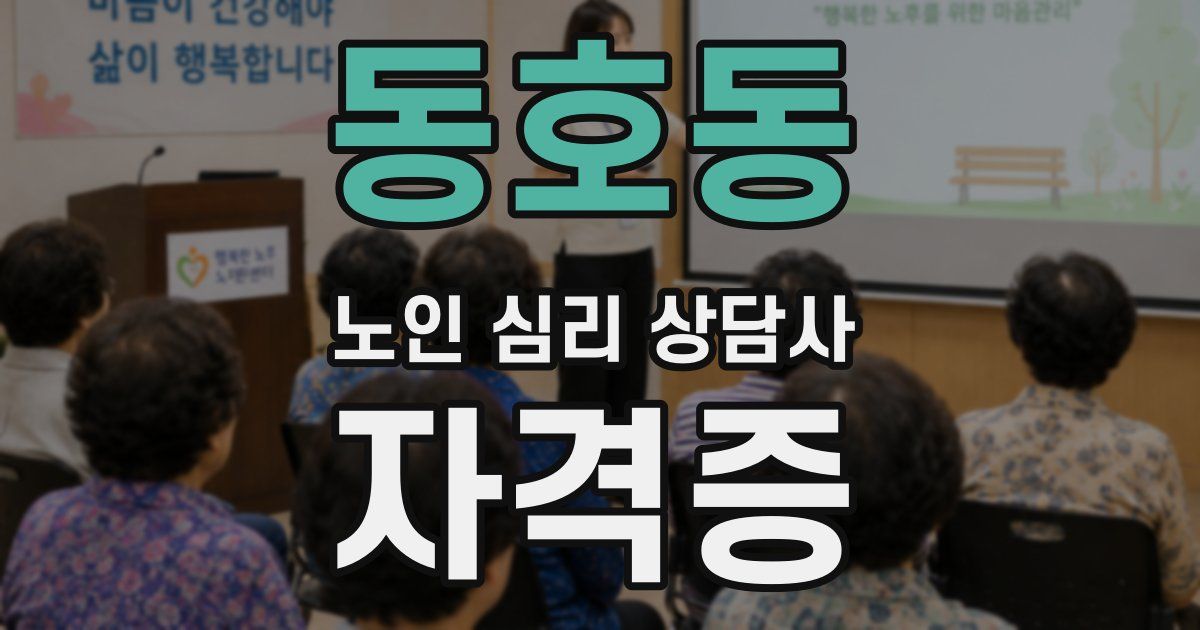동호동 노인 심리 상담사 자격증