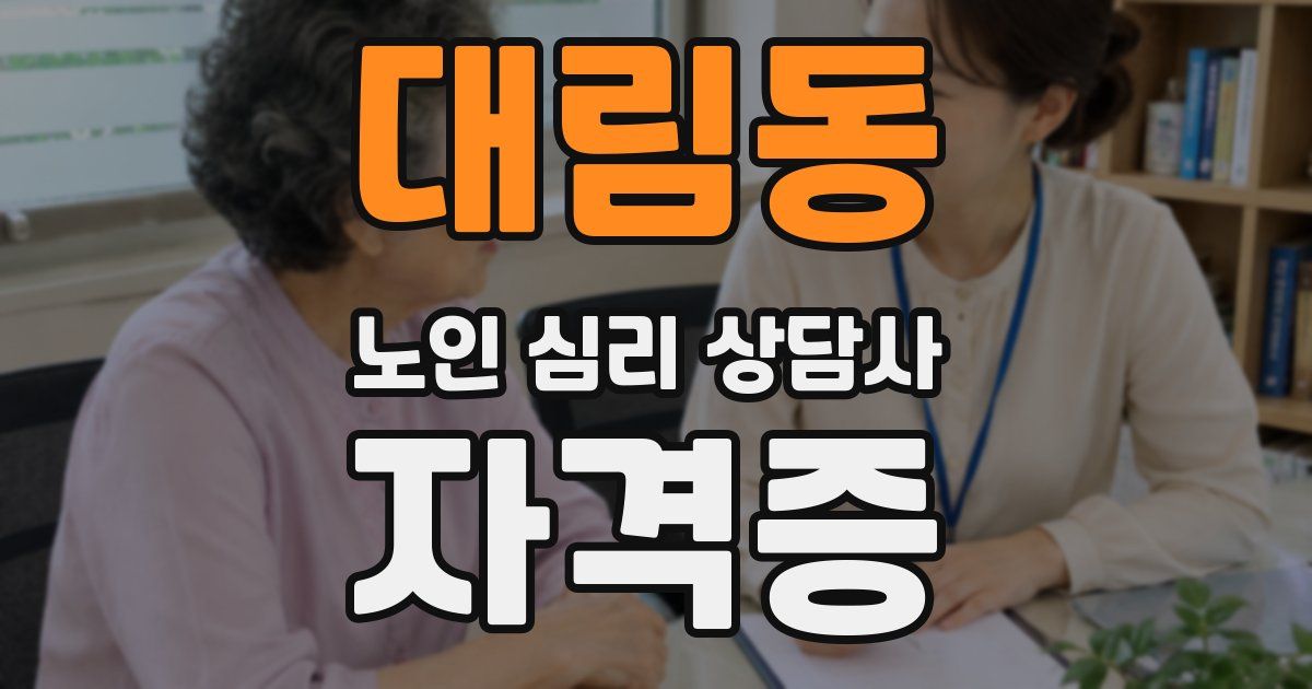 대림동 노인 심리 상담사 자격증