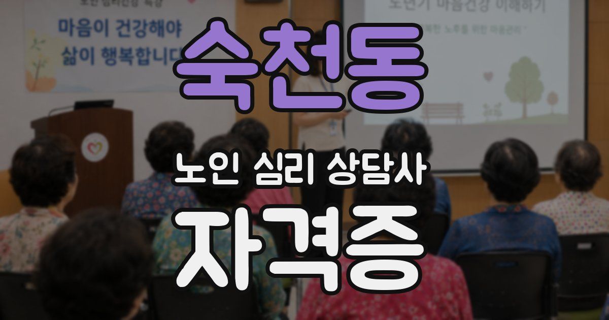 숙천동 노인 심리 상담사 자격증