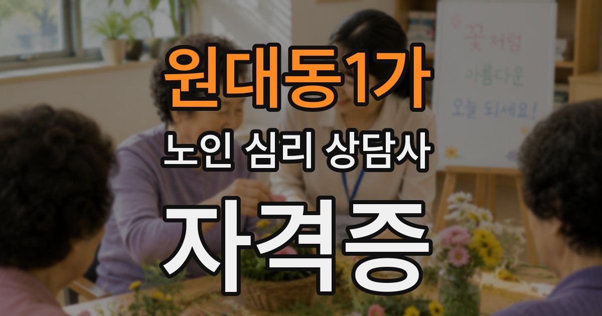 원대동1가 노인 심리 상담사 자격증
