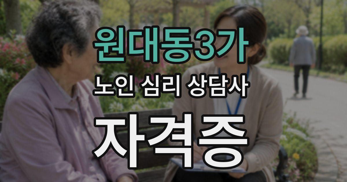 원대동3가 노인 심리 상담사 자격증
