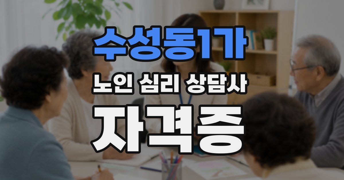 수성동1가 노인 심리 상담사 자격증