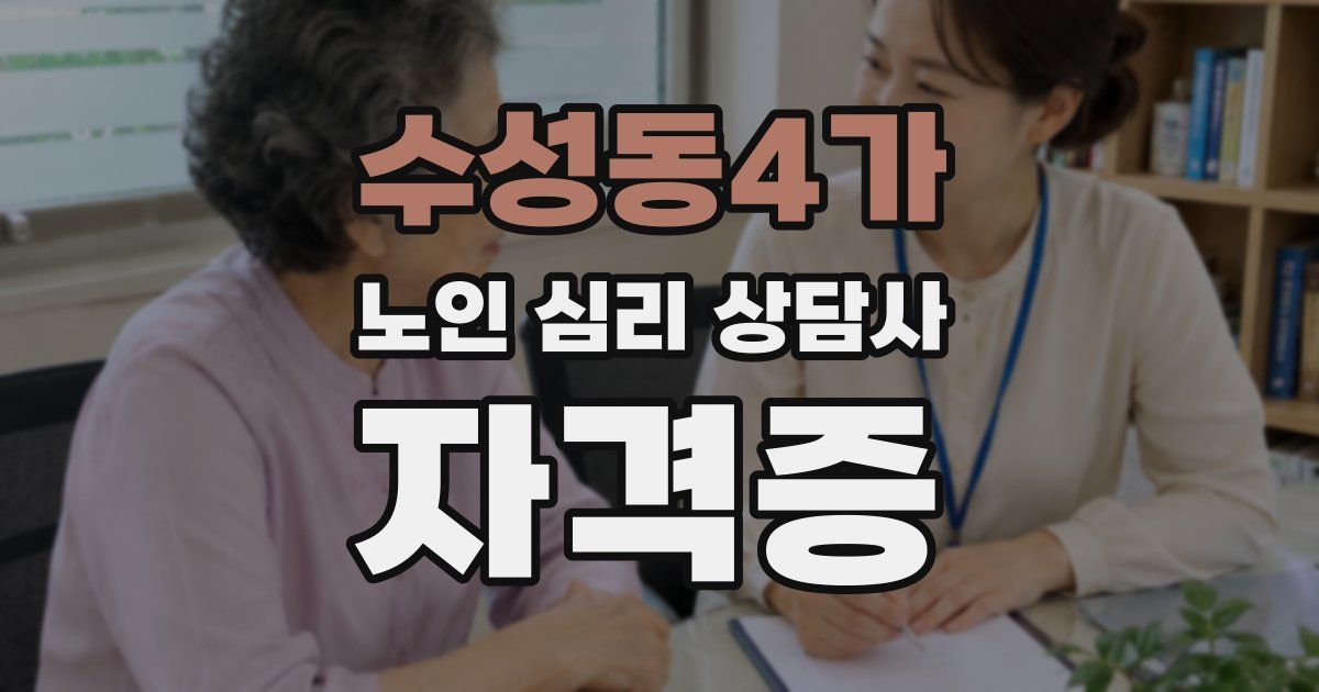 수성동4가 노인 심리 상담사 자격증