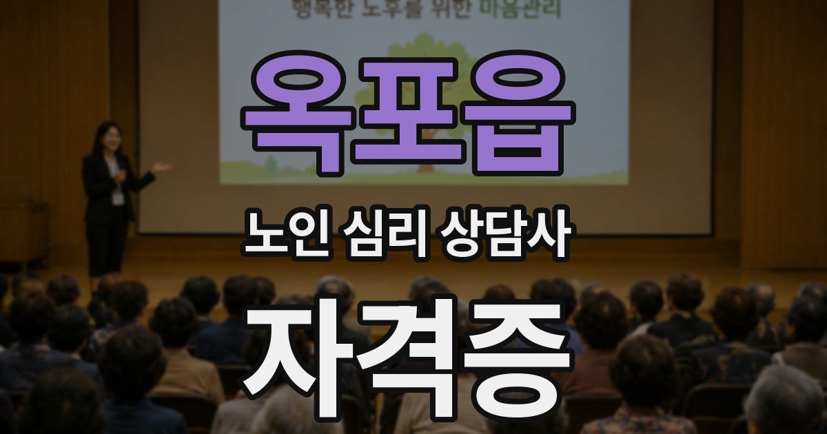 옥포읍 노인 심리 상담사 자격증
