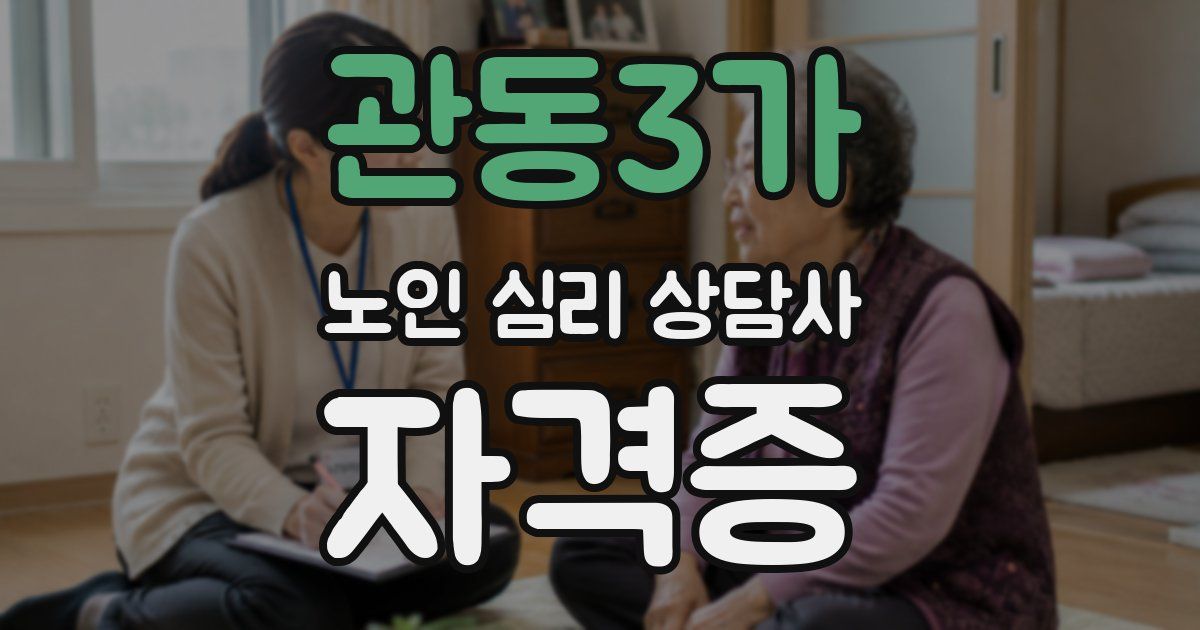 관동3가 노인 심리 상담사 자격증