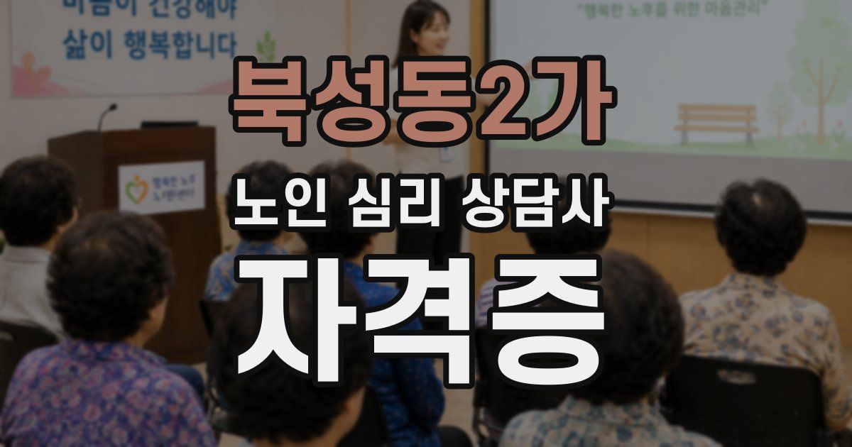 북성동2가 노인 심리 상담사 자격증
