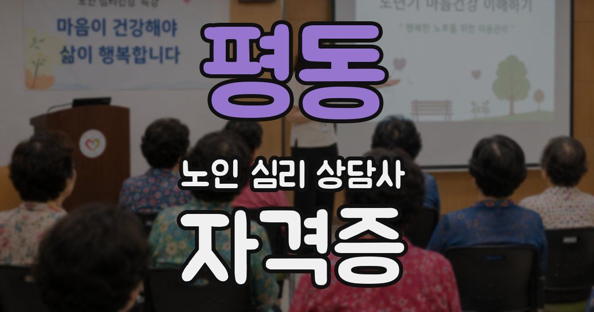 평동 노인 심리 상담사 자격증