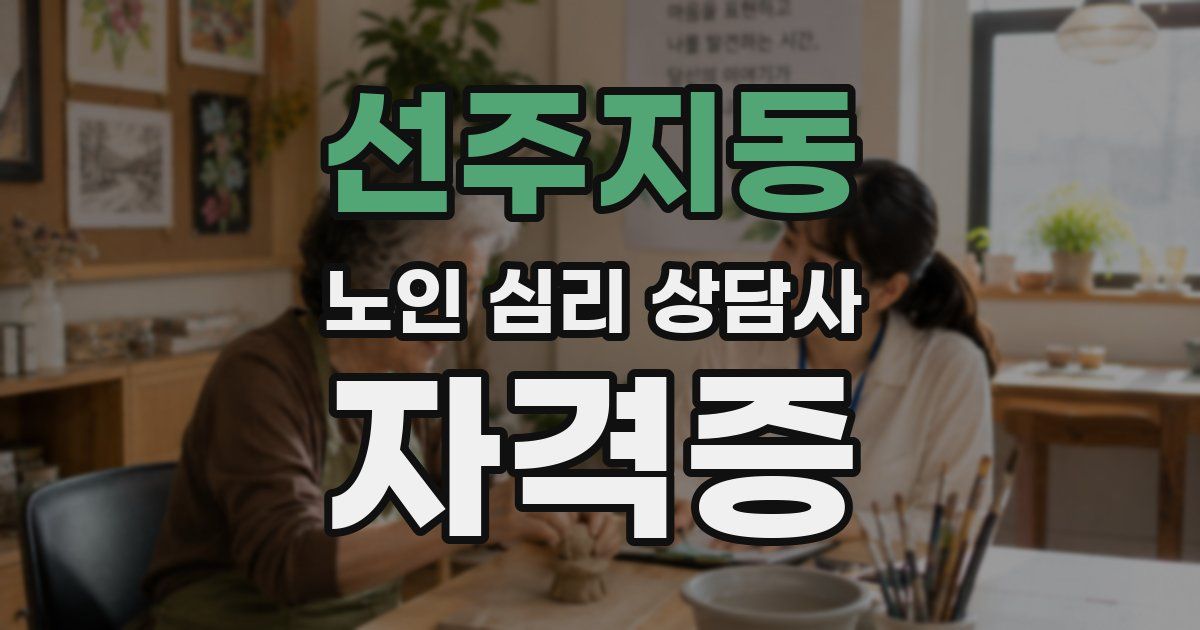 선주지동 노인 심리 상담사 자격증