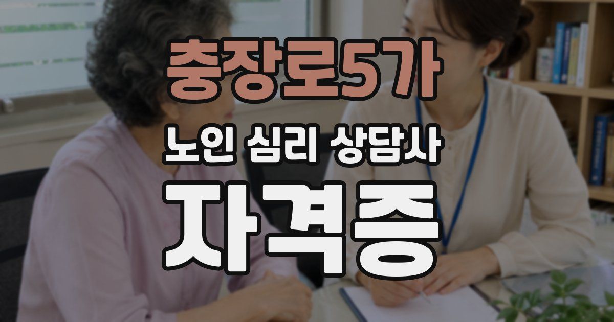 충장로5가 노인 심리 상담사 자격증