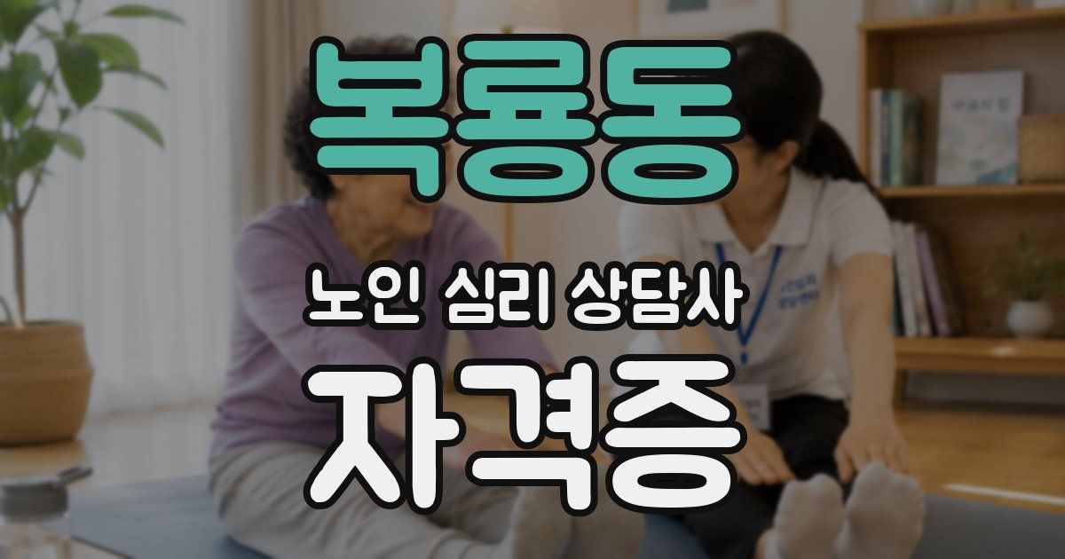 복룡동 노인 심리 상담사 자격증