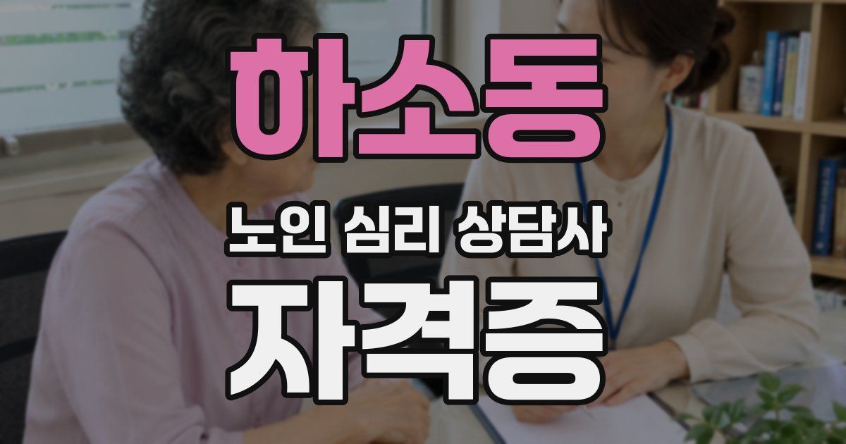 하소동 노인 심리 상담사 자격증