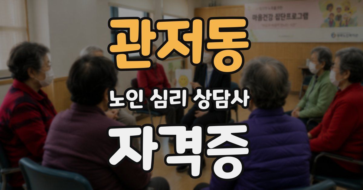 관저동 노인 심리 상담사 자격증