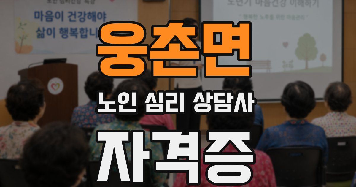 웅촌면 노인 심리 상담사 자격증