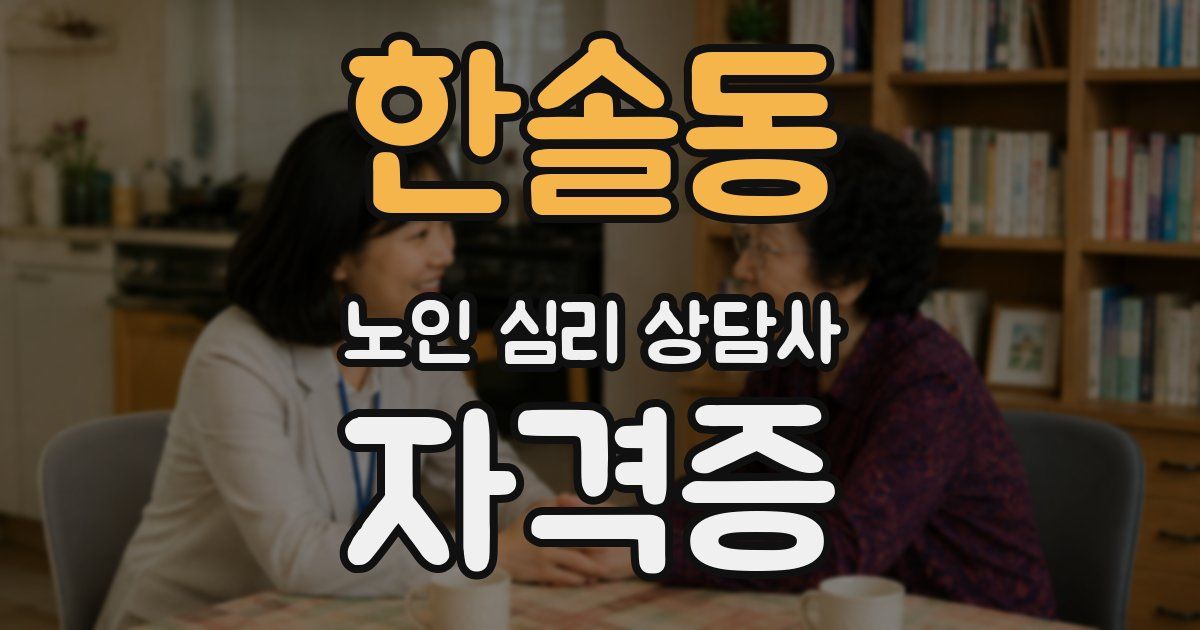 한솔동 노인 심리 상담사 자격증