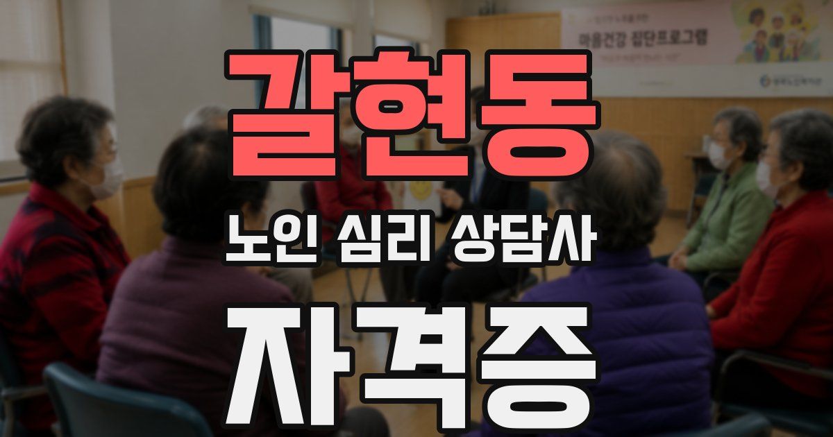 갈현동 노인 심리 상담사 자격증