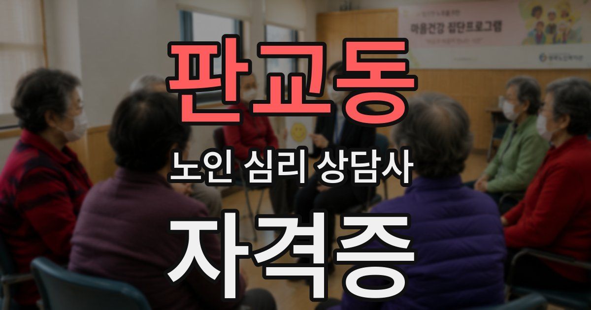 판교동 노인 심리 상담사 자격증