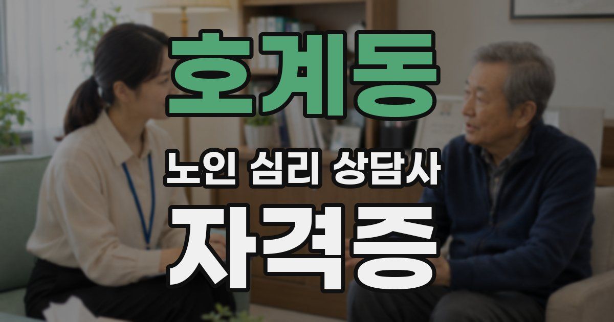 호계동 노인 심리 상담사 자격증