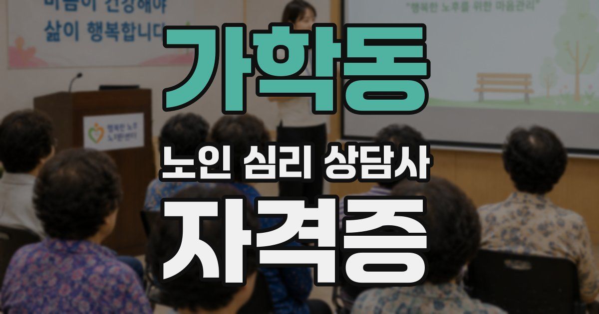 가학동 노인 심리 상담사 자격증