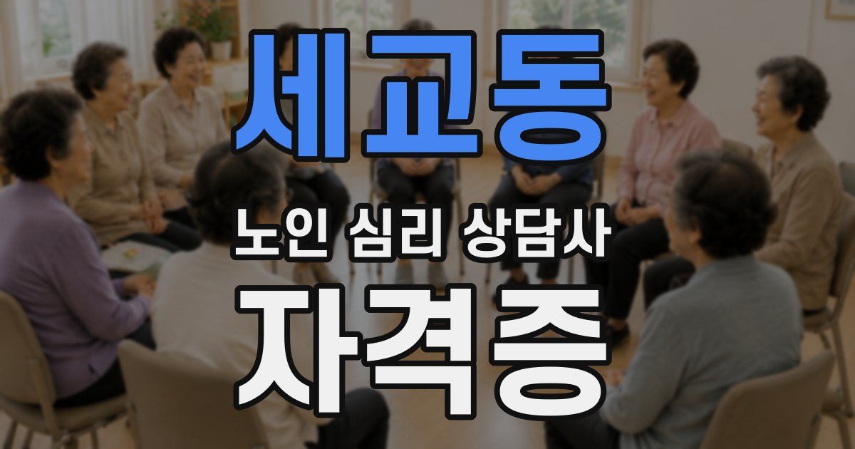 세교동 노인 심리 상담사 자격증