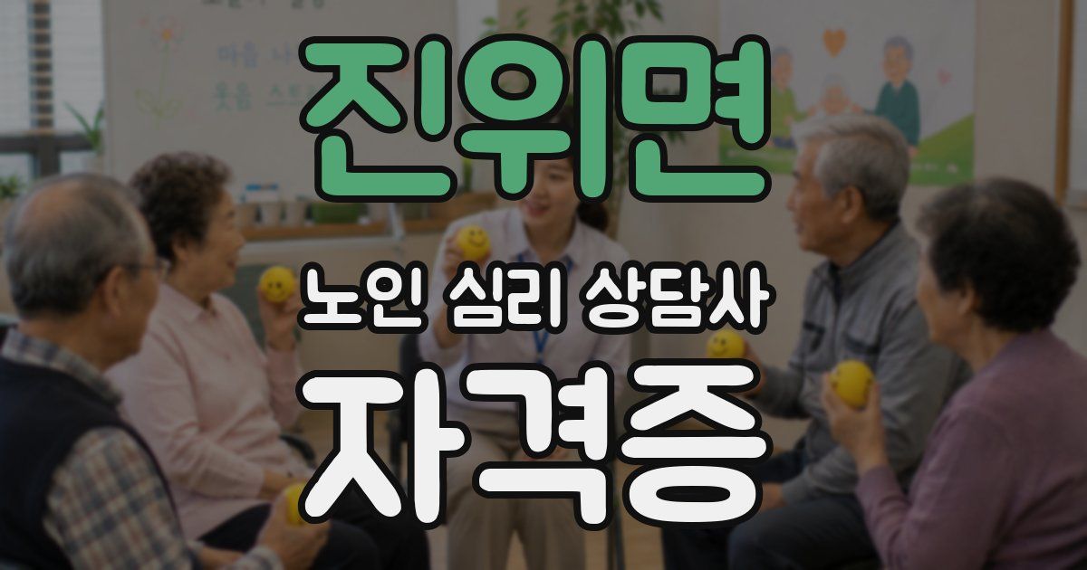 진위면 노인 심리 상담사 자격증
