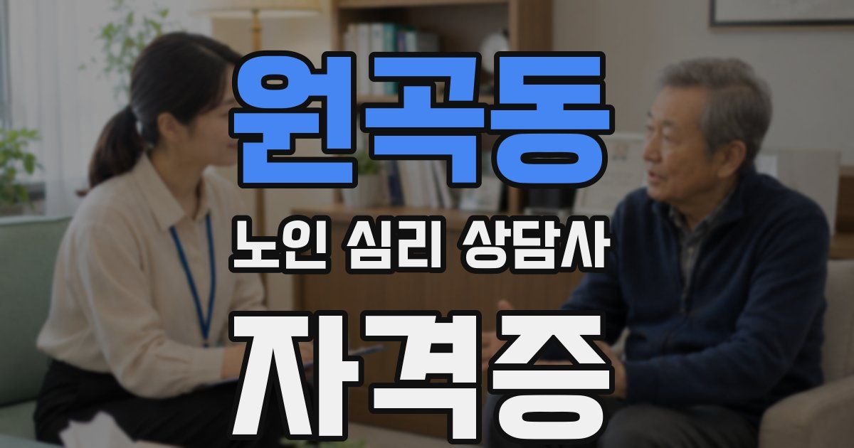원곡동 노인 심리 상담사 자격증