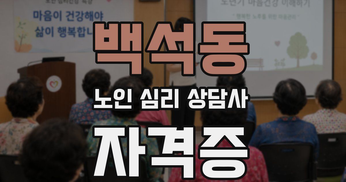 백석동 노인 심리 상담사 자격증