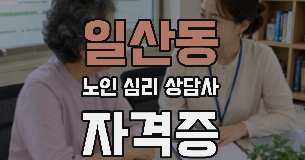 일산동 노인 심리 상담사 자격증