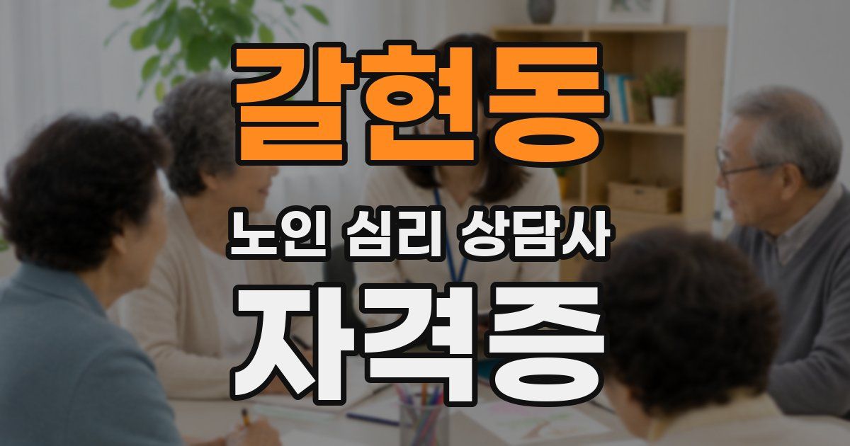 갈현동 노인 심리 상담사 자격증