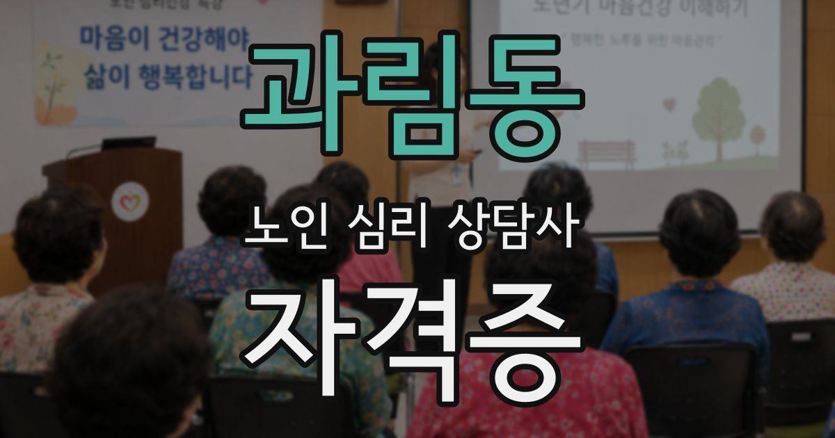 과림동 노인 심리 상담사 자격증
