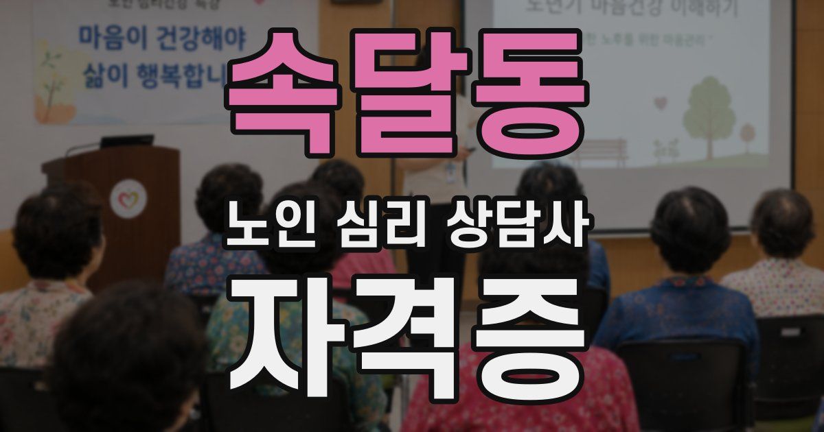 속달동 노인 심리 상담사 자격증