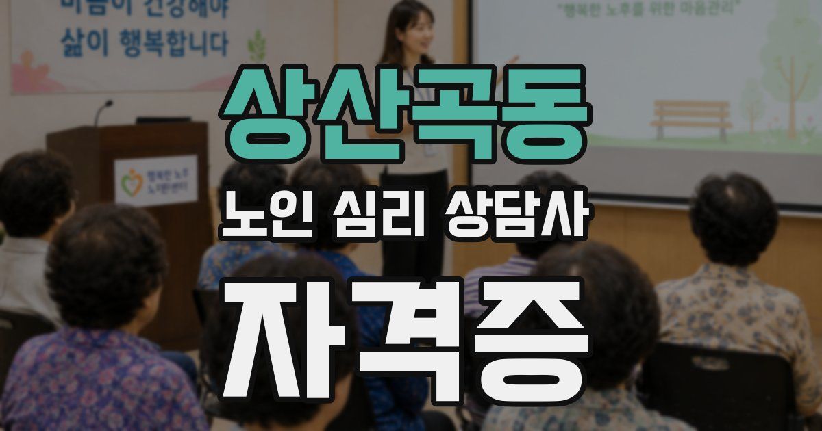상산곡동 노인 심리 상담사 자격증