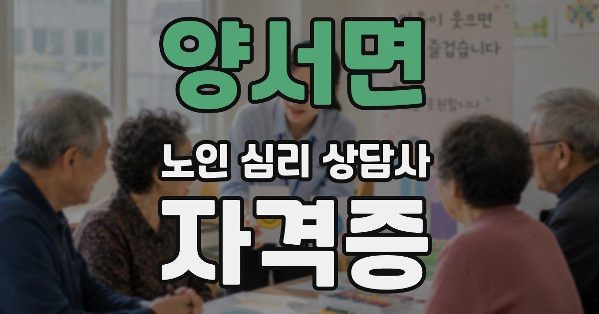 양서면 노인 심리 상담사 자격증