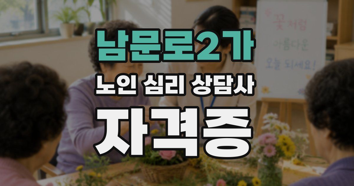 남문로2가 노인 심리 상담사 자격증