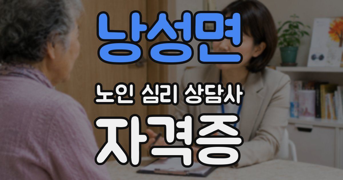 낭성면 노인 심리 상담사 자격증