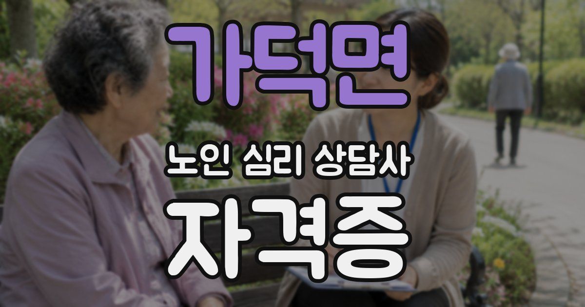 가덕면 노인 심리 상담사 자격증