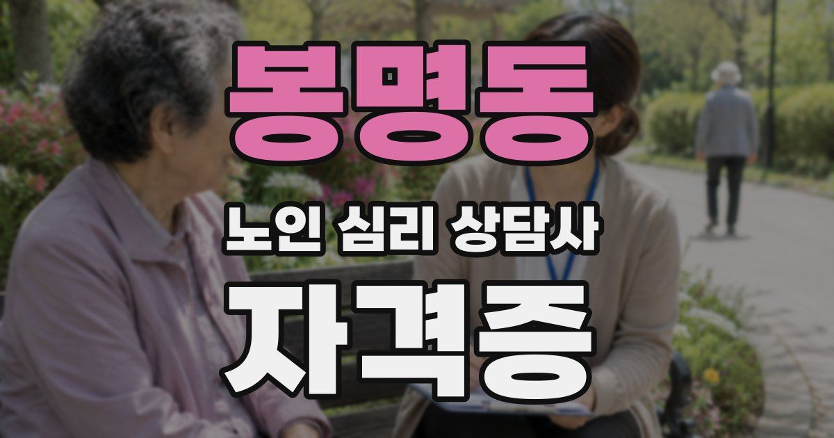 봉명동 노인 심리 상담사 자격증