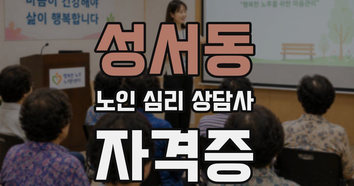 성서동 노인 심리 상담사 자격증