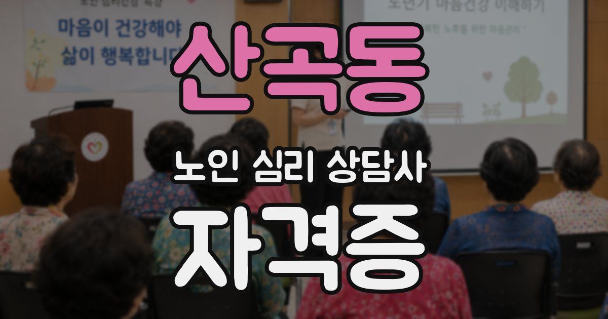 산곡동 노인 심리 상담사 자격증