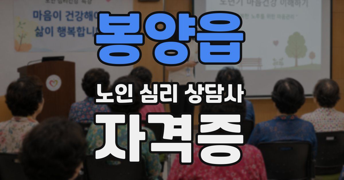 봉양읍 노인 심리 상담사 자격증