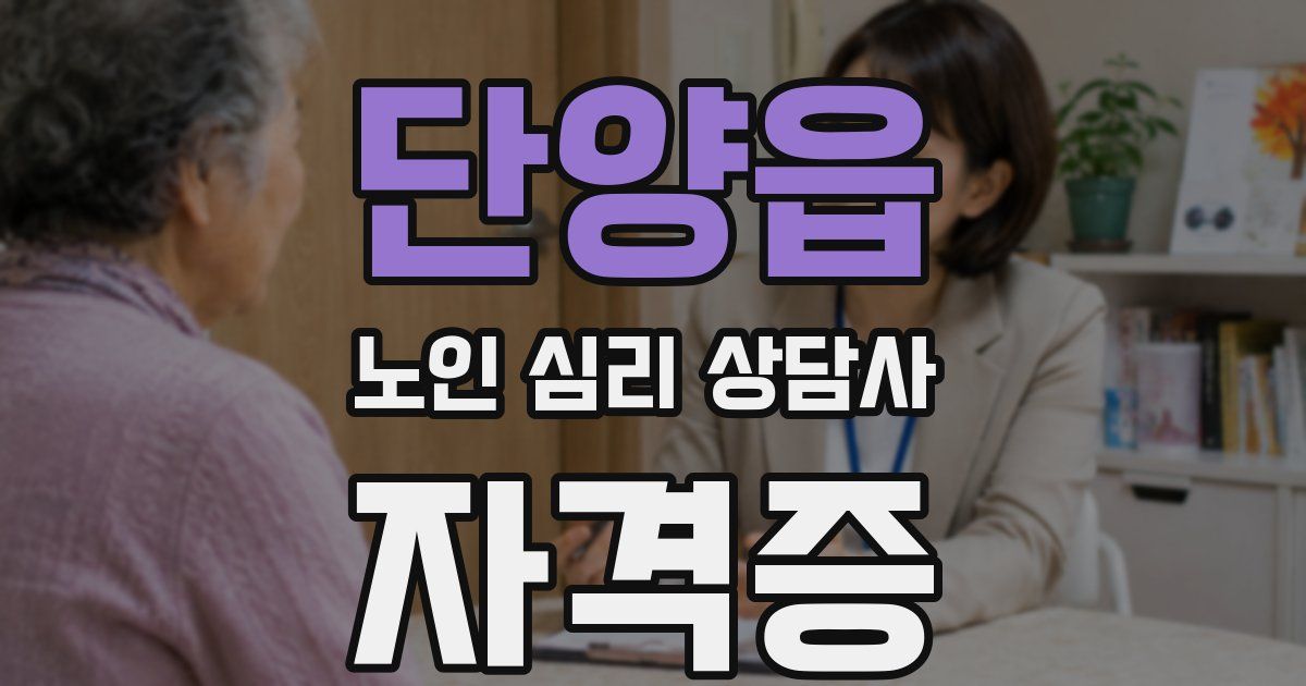 단양읍 노인 심리 상담사 자격증