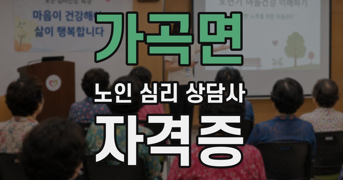 가곡면 노인 심리 상담사 자격증