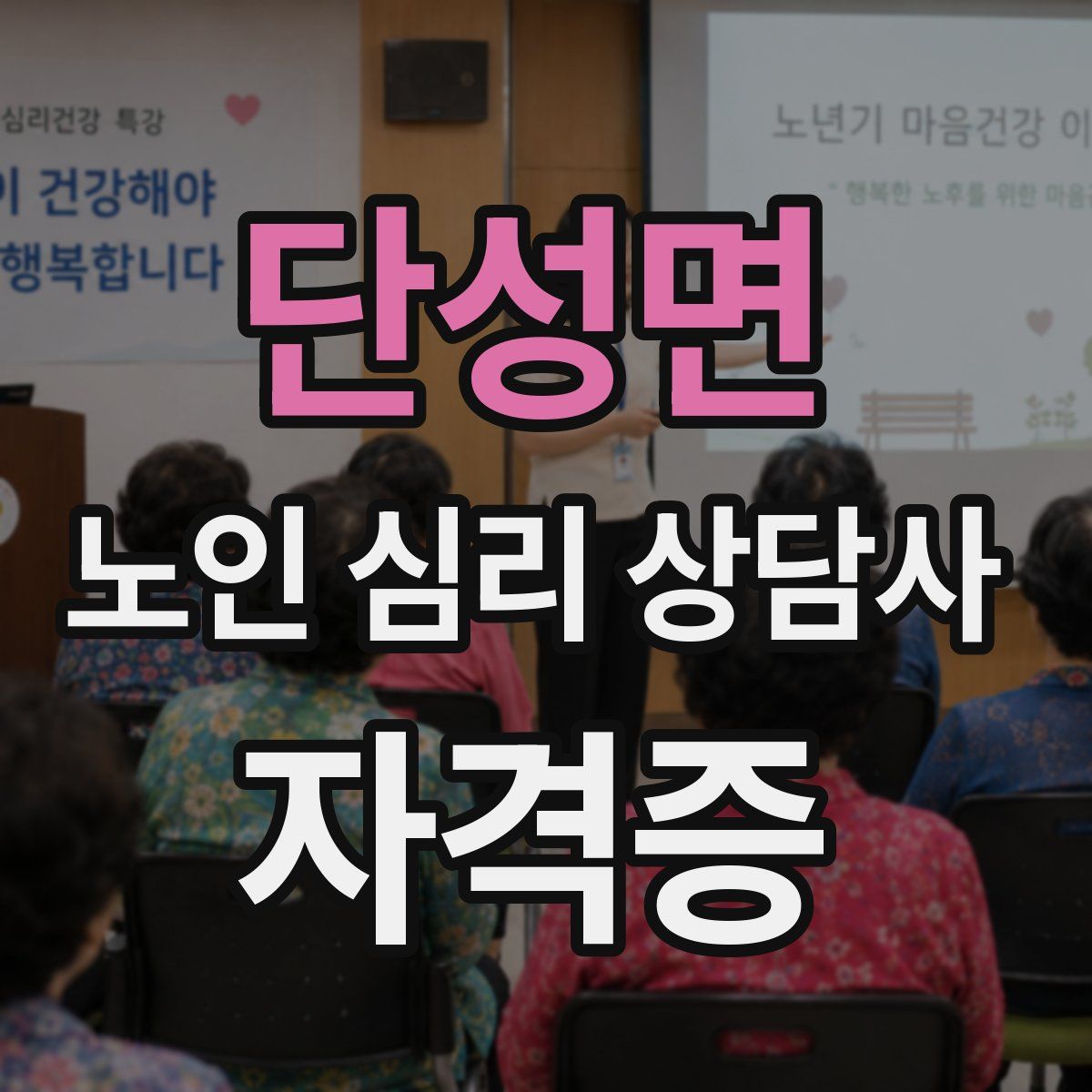 단성면 노인 심리 상담사 자격증