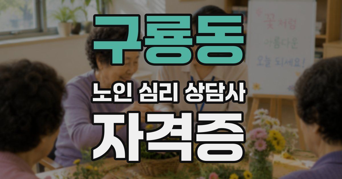 구룡동 노인 심리 상담사 자격증