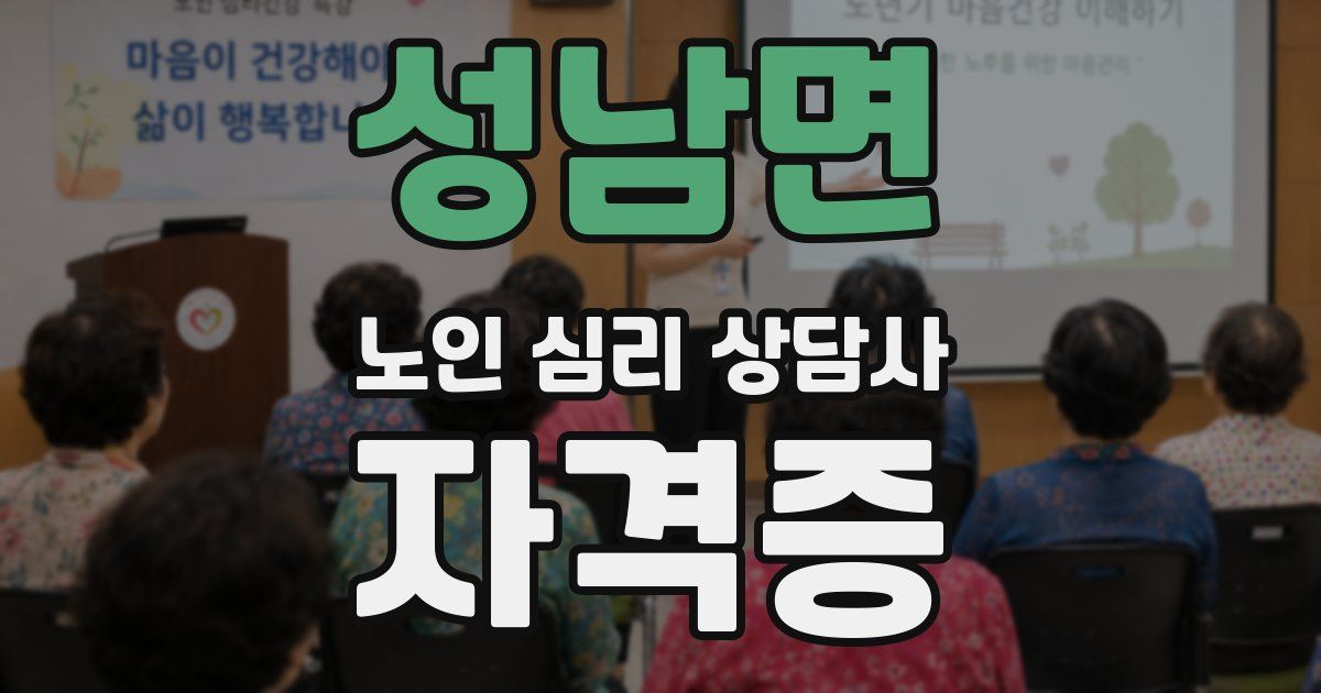 성남면 노인 심리 상담사 자격증
