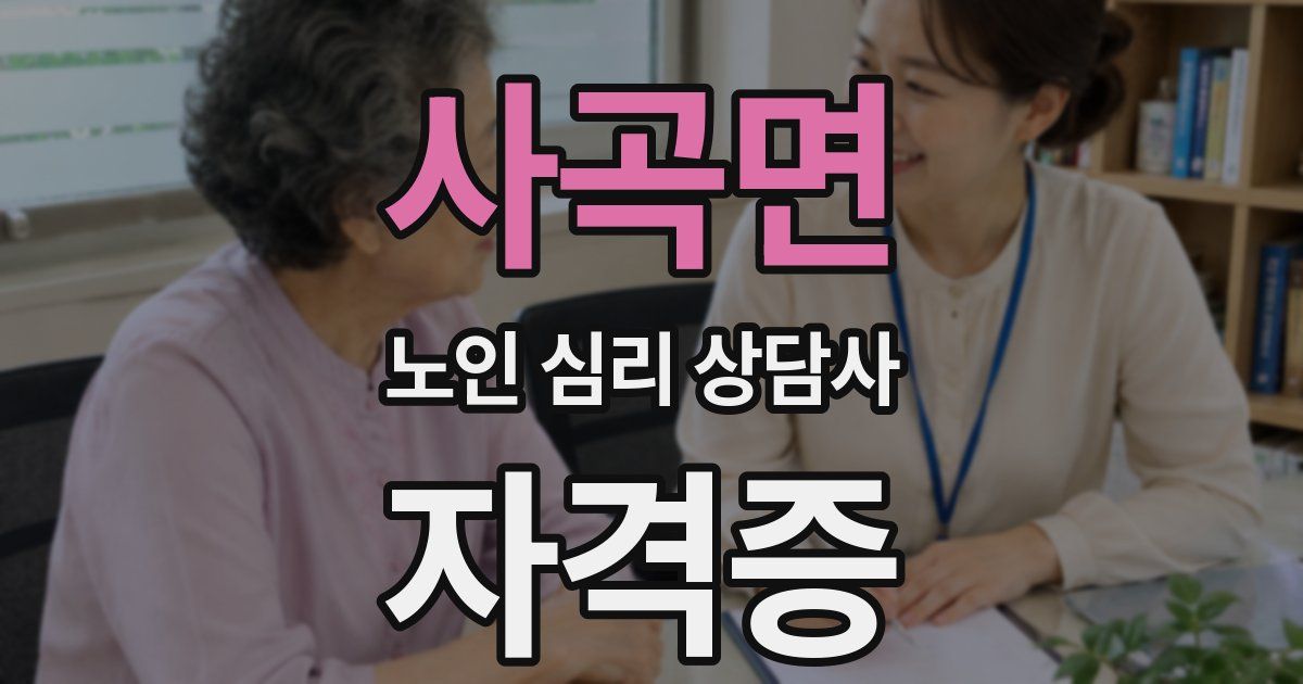 사곡면 노인 심리 상담사 자격증