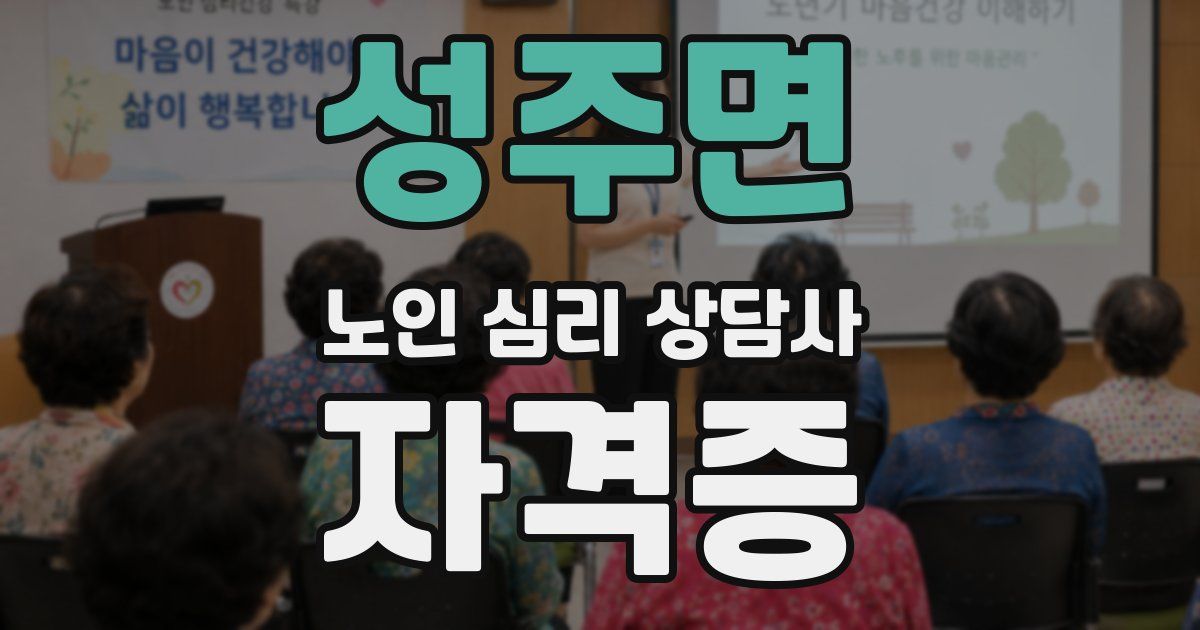 성주면 노인 심리 상담사 자격증