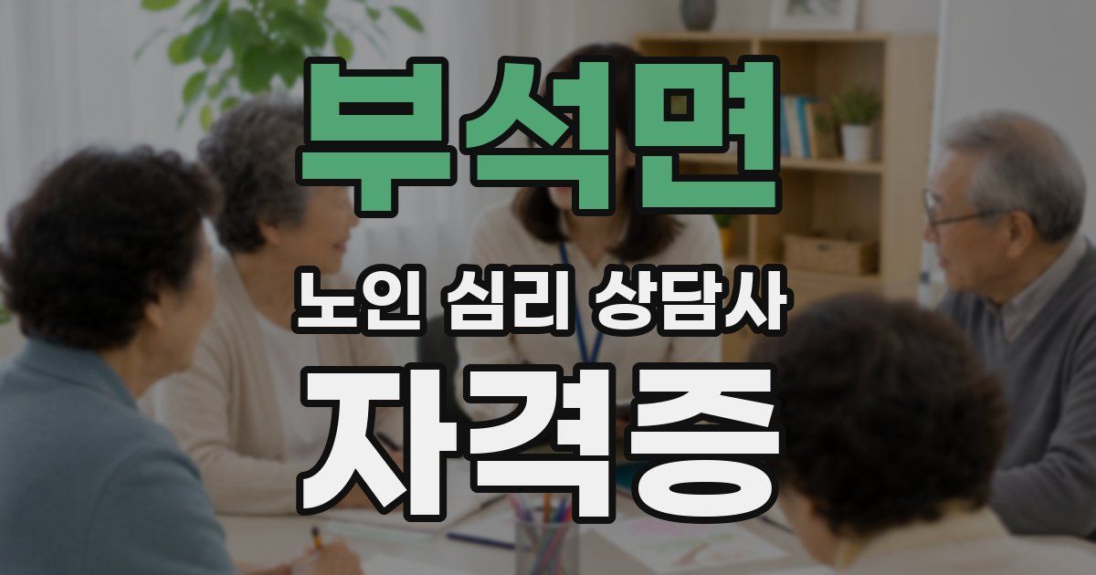 부석면 노인 심리 상담사 자격증