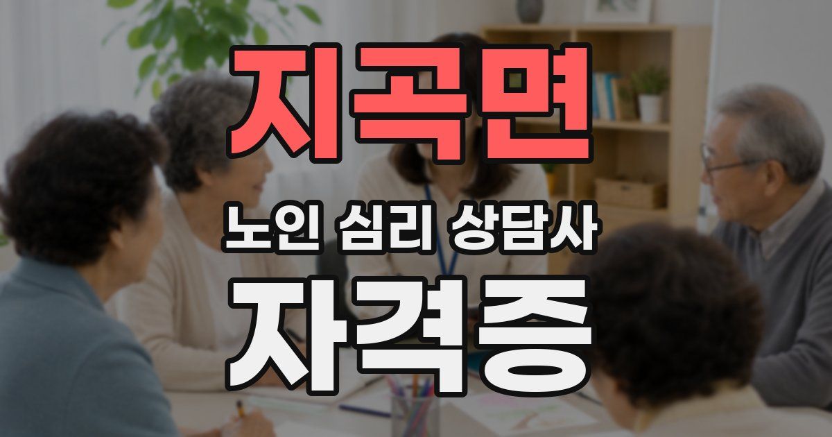 지곡면 노인 심리 상담사 자격증